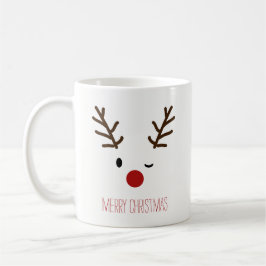Niedlicher blinzelnder Rudolf-Ren-Weihnachtskaffee Kaffeetasse