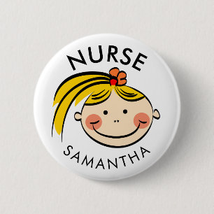 Niedlicher Blonde-Cartoon-Krankenwagen Button