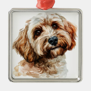 NIEDLICHER BLONDE COCKAPOO PUPPY HUND ORNAMENT AUS METALL