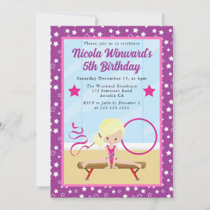 Niedlicher Blonde Hair Gymnast Kindergeburtstag Einladung