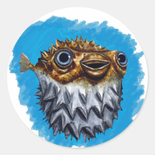 Niedlicher Blowfish Runder Aufkleber