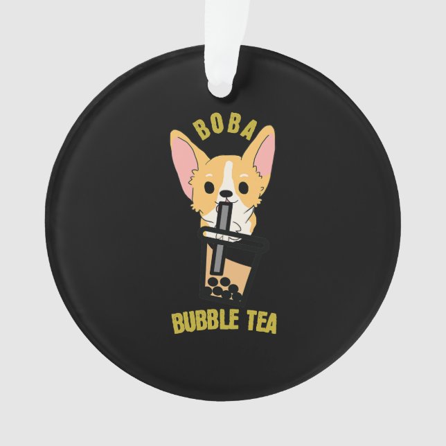 Niedlicher Blubble Tea Boba Milk Tee Anime Corgi Ornament (Vorderseite)