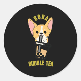 Niedlicher Blubble Tea Boba Milk Tee Anime Corgi Runder Aufkleber