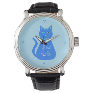 Niedlicher Blue Baby Boy Cat Custom Vater to be Armbanduhr