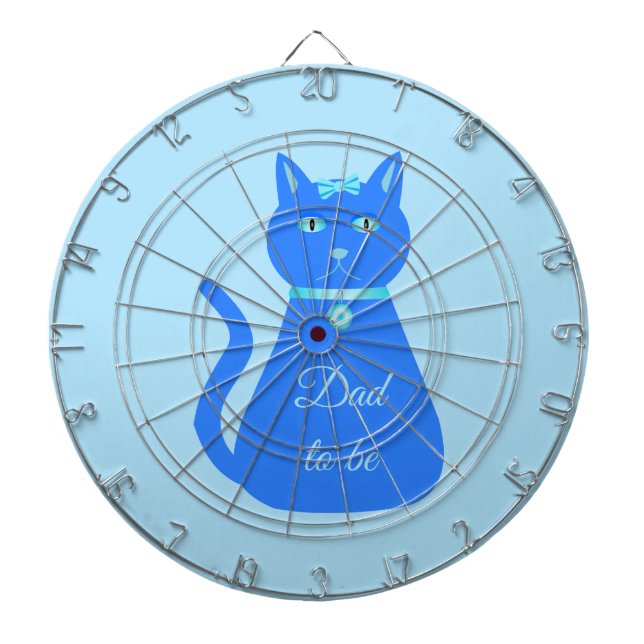 Niedlicher Blue Baby Boy Cat Custom Vater to be Dartscheibe (vorne)