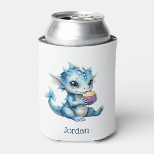 Niedlicher Blue Baby Dragon isst einen Cupcake Dosenkühler