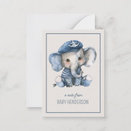 Niedlicher Blue Baby Elephant Personalisiert Mitteilungskarte