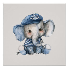Niedlicher Blue Baby Elephant Poster