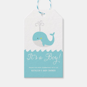 Niedlicher Blue Baby Whale Es ist ein Baby-Dusche- Geschenkanhänger
