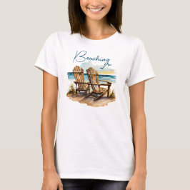 Niedlicher Blue Beach Sessel Beaching Seagulls Oce T-Shirt