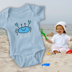 Niedlicher Blue Crab Sea Animal Boy Name Baby Strampler