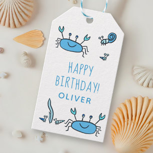 Niedlicher Blue Crab Sea Animals Junge Happy Gebur Geschenkanhänger