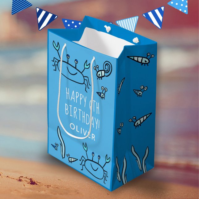 Niedlicher Blue Crab Sea Animals Junge Happy Gebur Mittlere Geschenktüte (Von Creator hochgeladen)