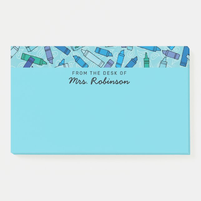 Niedlicher Blue Crayons Lehrer aus dem Schreibtisc Post-it Klebezettel (Vorderseite)