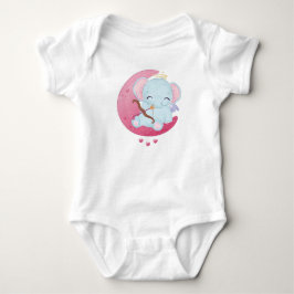 NIEDLICHER BLUE ELEPHANT AUF EINEM HALBEN MOND BABY STRAMPLER