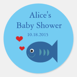 Niedlicher Blue Fish Baby Boy Duschaufkleber Runder Aufkleber