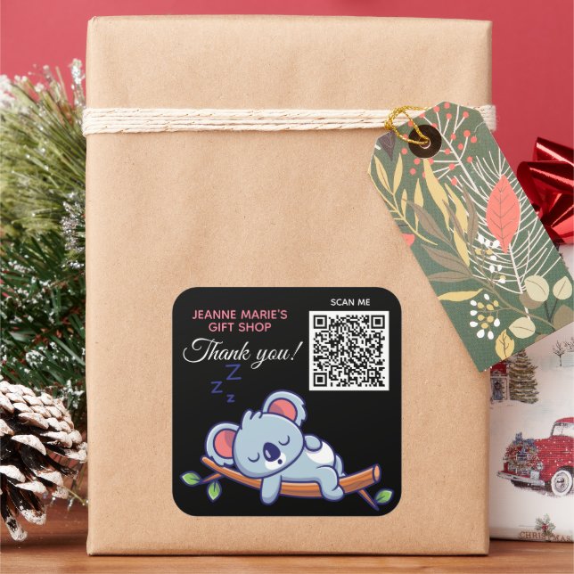 Niedlicher Blue Koala Bär Vielen Dank QR Code Quadratischer Aufkleber (Feiertag)