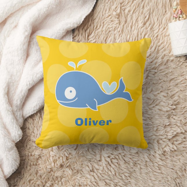 Niedlicher Blue Whale Fun Dots Kinderzimmer Dekora Kissen (Decke)