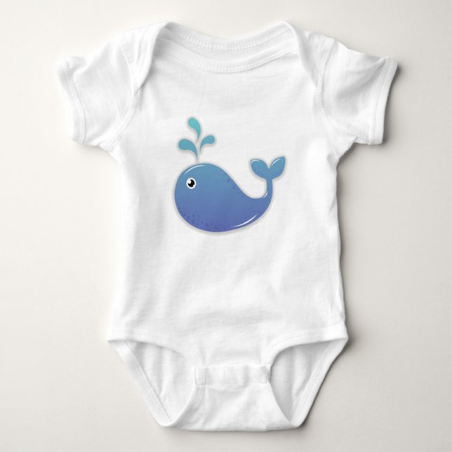 Niedlicher Blue Whale Säugling Bodysuit Baby Strampler (Vorderseite)