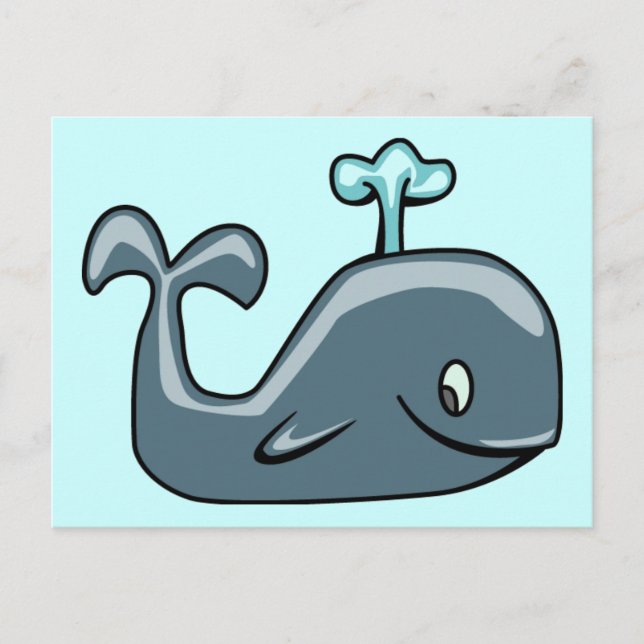 NIEDLICHER BLUEISH GRAY WHALE CARTOON TIERSEALI POSTKARTE (Vorderseite)