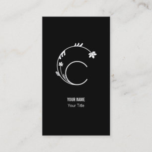 NIEDLICHER BLUMEN-MONOGRAMM-BUCHSTABE C VISITENKARTE