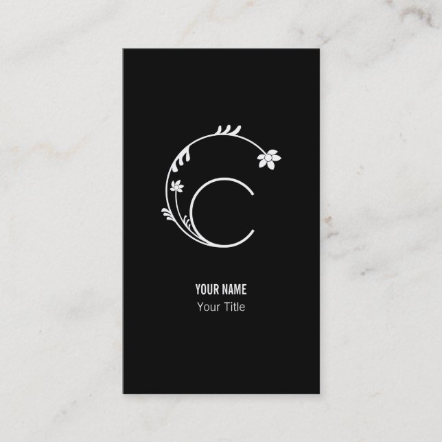 NIEDLICHER BLUMEN-MONOGRAMM-BUCHSTABE C VISITENKARTE (Vorderseite)