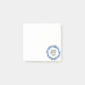 Niedlicher Blumenblauer Hydrangea Wolf Nachhinweis Post-it Klebezettel