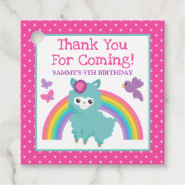 Niedlicher Blumenfrühling Aquamarin Llama & Rainbo Geschenkanhänger