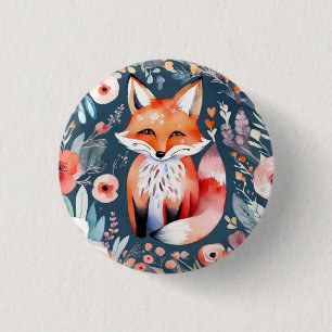 Niedlicher Blumenfuchs Button