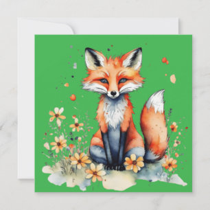 Niedlicher Blumenfuchs Einladung