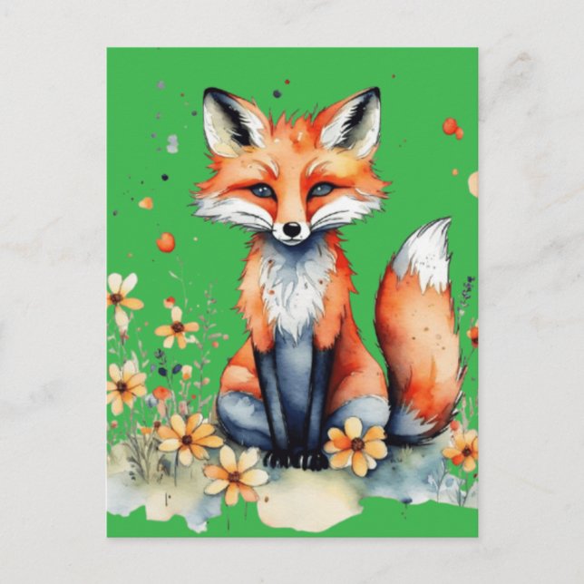 Niedlicher Blumenfuchs Postkarte (Vorderseite)