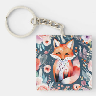 Niedlicher Blumenfuchs Schlüsselanhänger