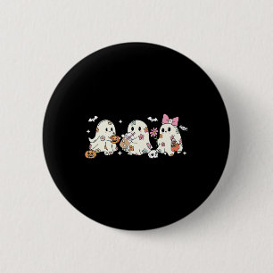 Niedlicher Blumengast Trinkkaffee Halloween-Geist Button