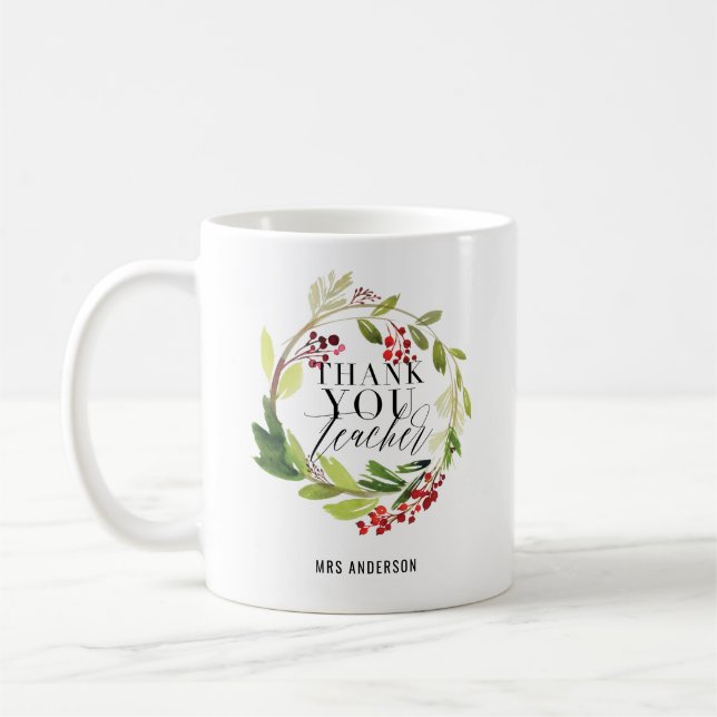 niedlicher, blumengeschmückter Lehrer Kaffeetasse (Links)