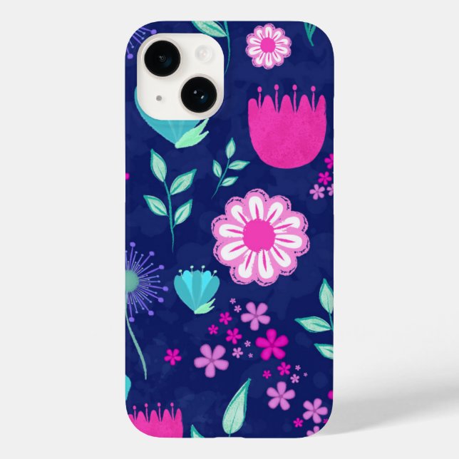 Niedlicher Blumenhintergrund Case-Mate iPhone 14 Hülle (Rückseite)