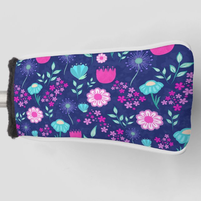 Niedlicher Blumenhintergrund Golf Headcover (Vorderseite)