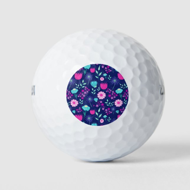 Niedlicher Blumenhintergrund Golfball (Vorderseite)