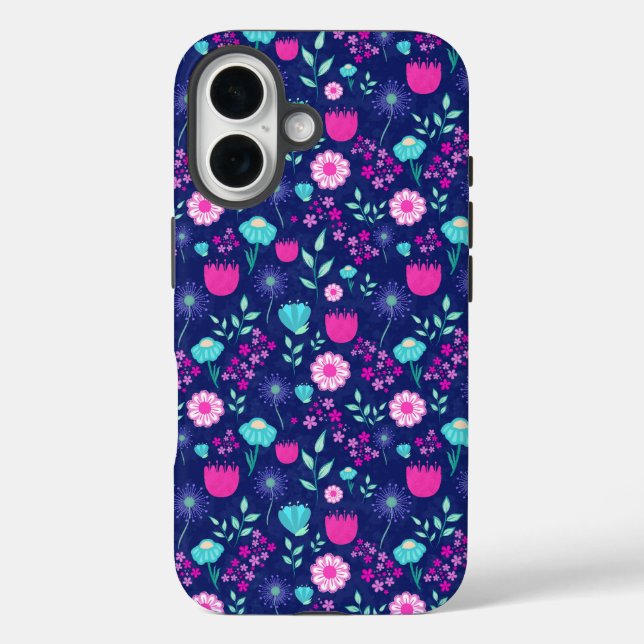 Niedlicher Blumenhintergrund iPhone 16 Hülle (Rückseite)