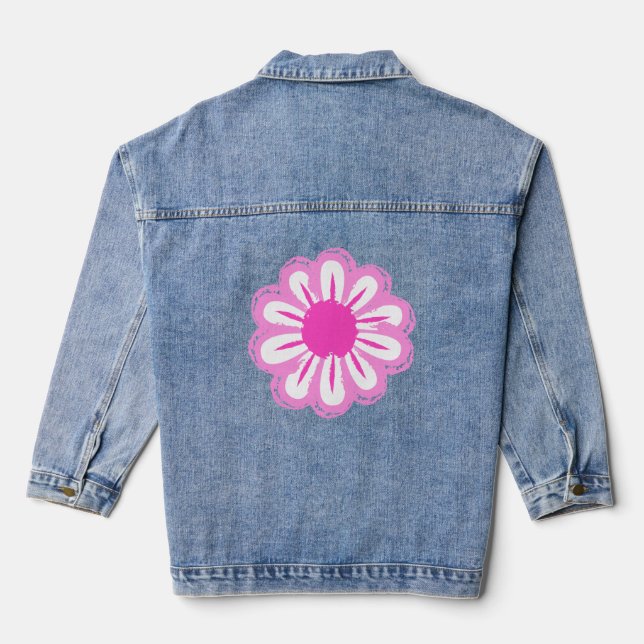 Niedlicher Blumenhintergrund Jeansjacke (Rückseite)