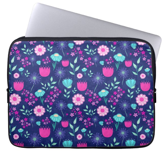 Niedlicher Blumenhintergrund Laptopschutzhülle (Vorderseite)