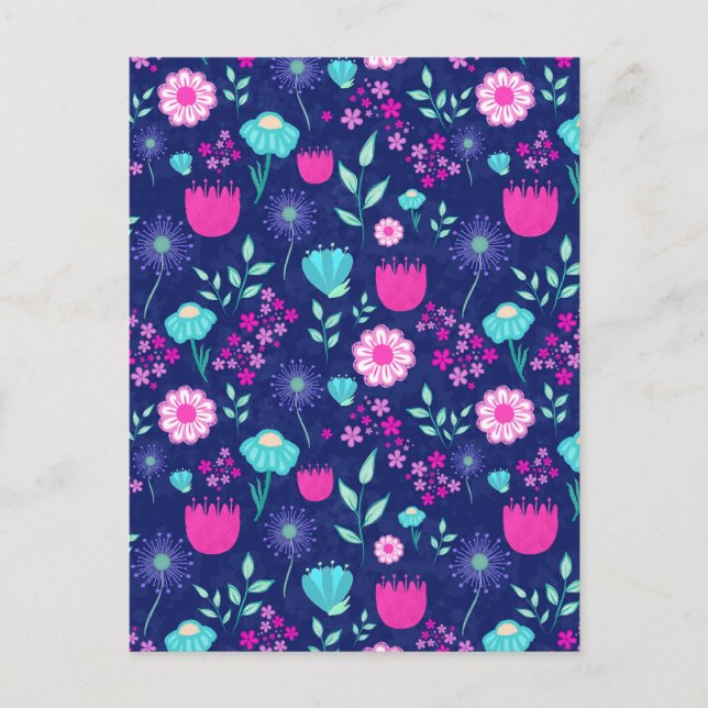 Niedlicher Blumenhintergrund Postkarte (Vorderseite)
