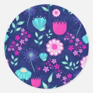 Niedlicher Blumenhintergrund Runder Aufkleber