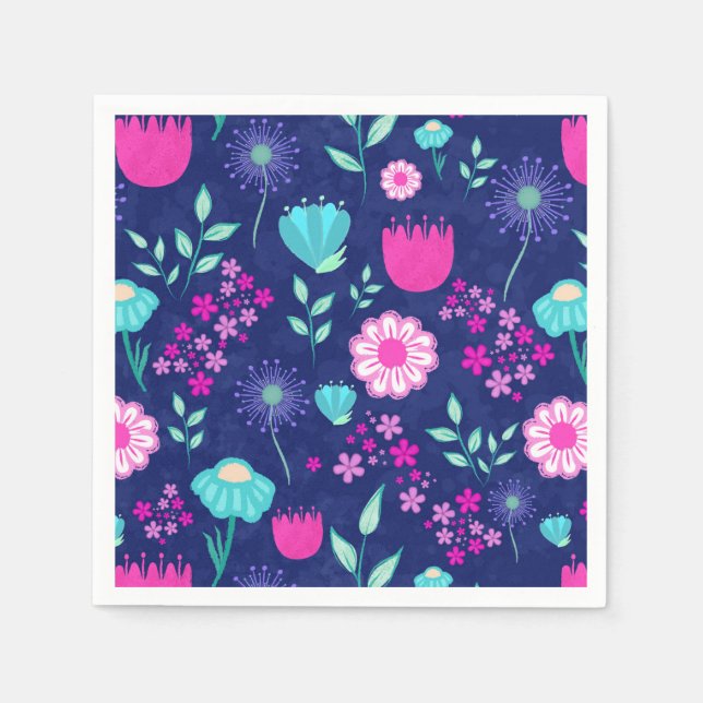 Niedlicher Blumenhintergrund Serviette (Vorderseite)