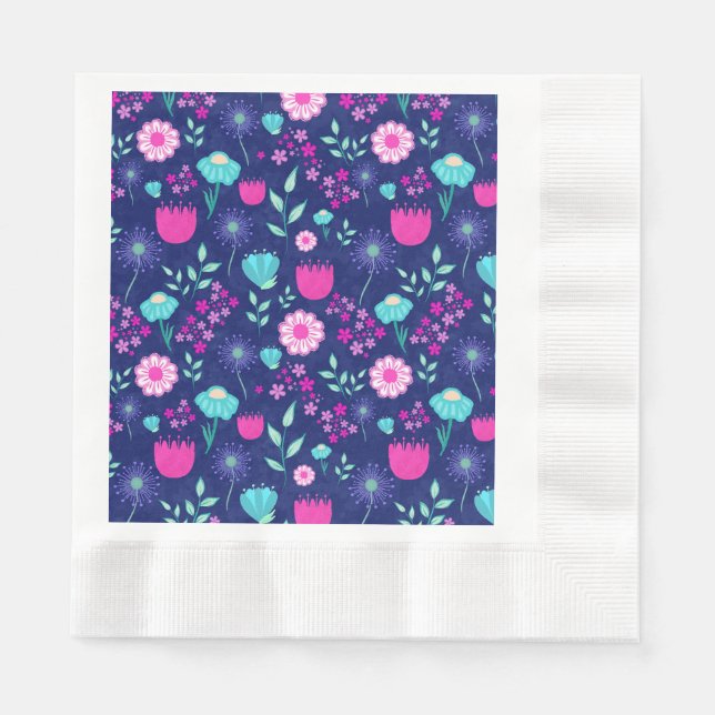 Niedlicher Blumenhintergrund Serviette (Vorderseite)
