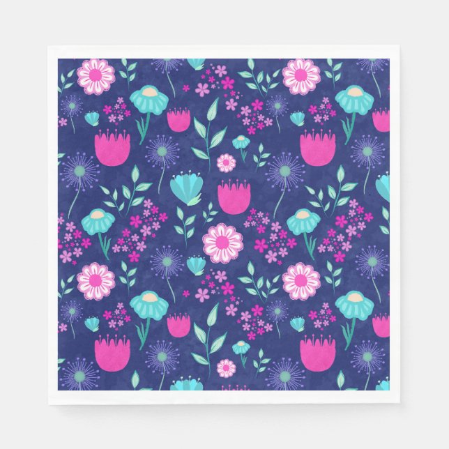 Niedlicher Blumenhintergrund Serviette (Vorderseite)