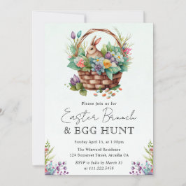 Niedlicher Blumenkorb und Bunny Einladung