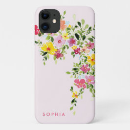 Niedlicher Blumenrot Rosa Aquarellname Blume Case-Mate iPhone Hülle