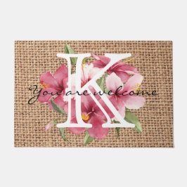 Niedlicher Blumensommer mit Monogramm Begrüßungste Fußmatte