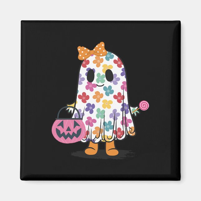 Niedlicher Blumenstrauß oder Treat Funny Halloween Magnet (Vorne)