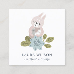 NIEDLICHER BLUSBLAUE SCANDI BLLORAL BEAR BABY MIDW QUADRATISCHE VISITENKARTE